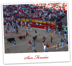 San-Fermín-Fest. Einzug der Stiere in die Stierkampfarena